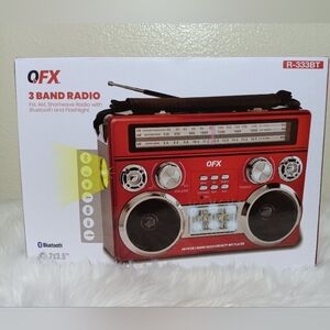 Red 3 Band Radio with Bluetooth and Flashlight